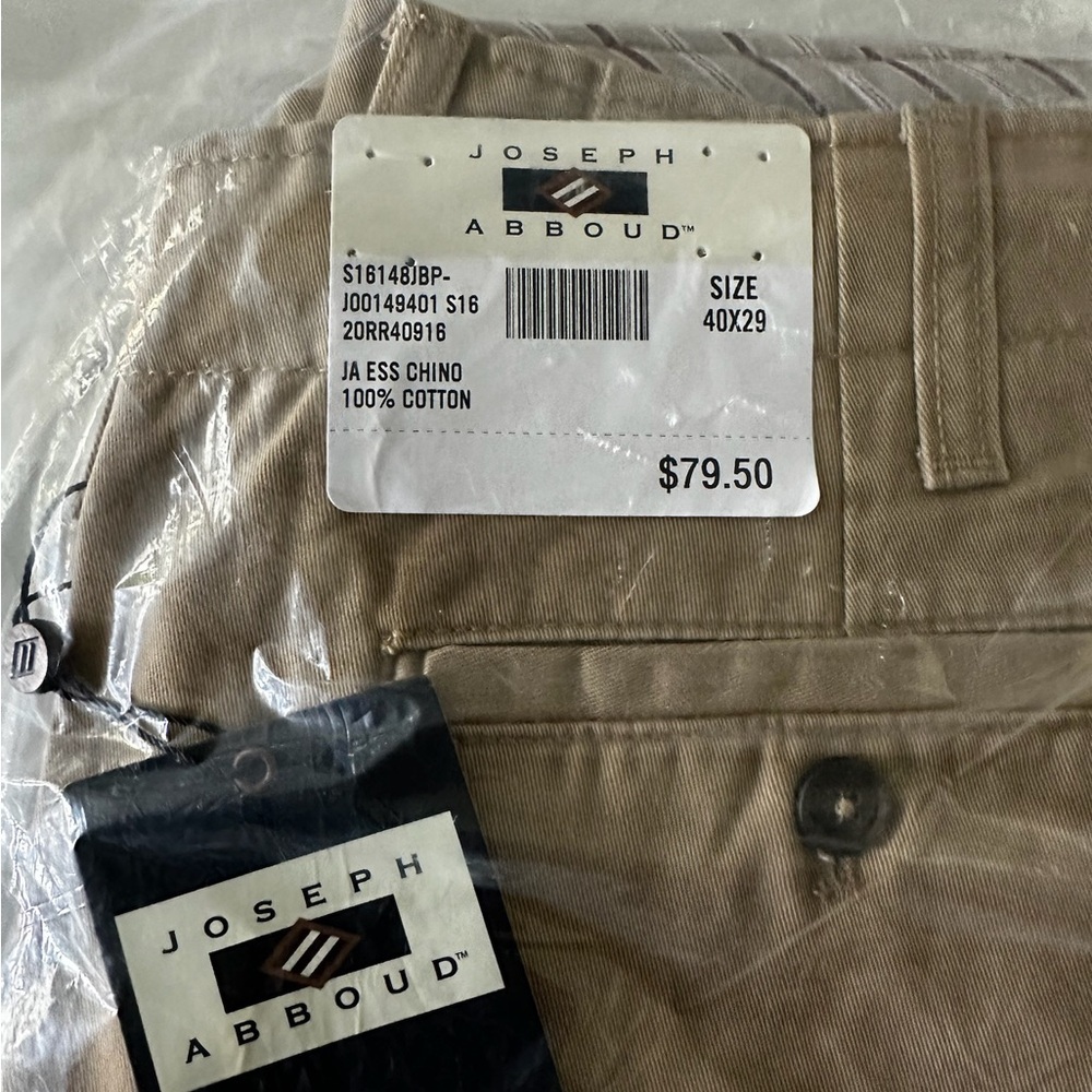 Joseph Abboud JA Ess Cotton Chinos. 40x29. NWT in original bag.